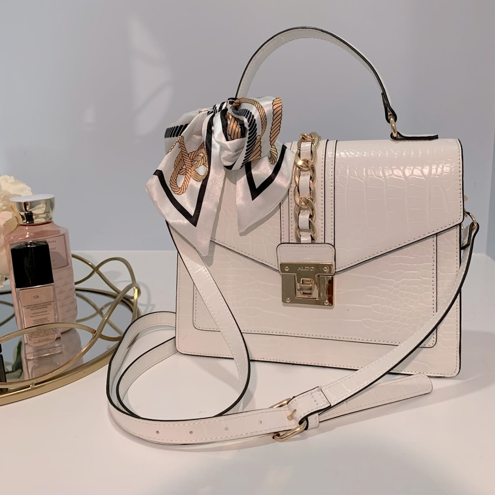 Aldo Faux White Alligator Leather Handbag
